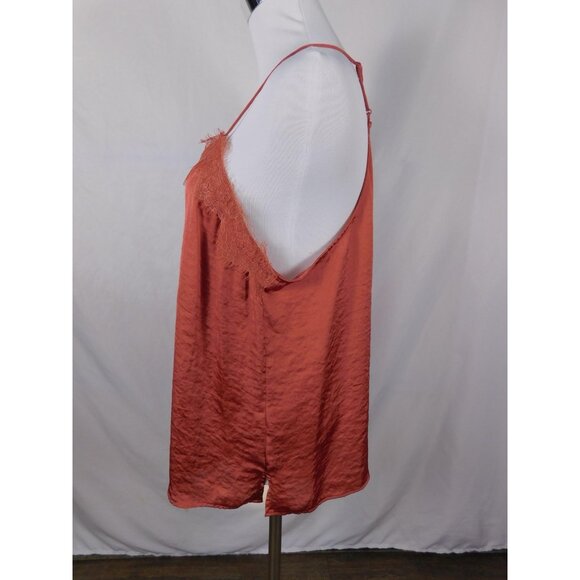 Nine West Camisole Top Womens Large Rust Satin Lace Trim Silky Adjustable Straps - Picture 5 of 12